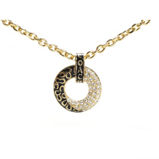 Coach Logo Circle Gold Necklaces CYE - Click Image to Close